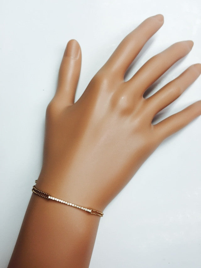 18k Gold Diamond Bar Hand Bracelet (2 Ways) - Genevieve Collection