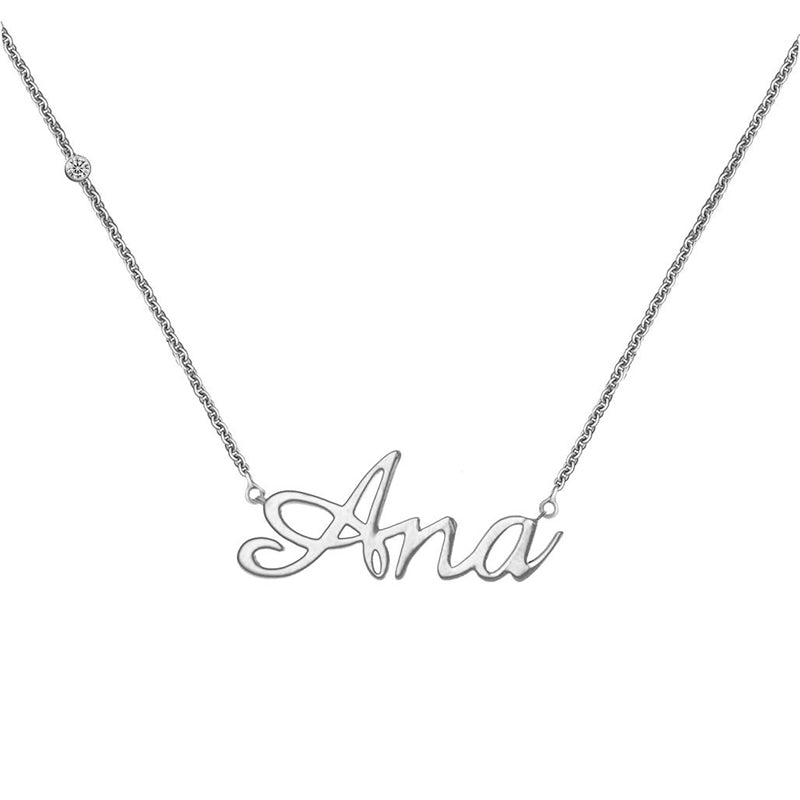 18k Gold Personalized Name 18k Gold (Full Filled) Diamond Necklace - Genevieve Collection