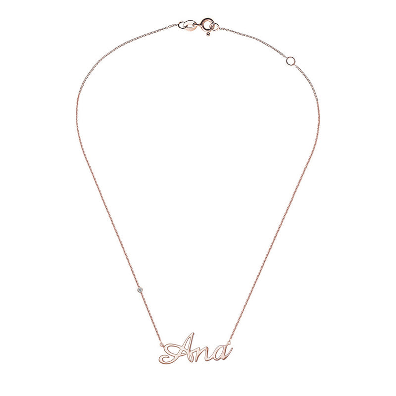 18k Gold Personalized Name 18k Gold (Full Filled) Diamond Necklace - Genevieve Collection