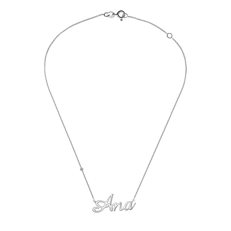 18k Gold Personalized Name 18k Gold (Full Filled) Diamond Necklace - Genevieve Collection