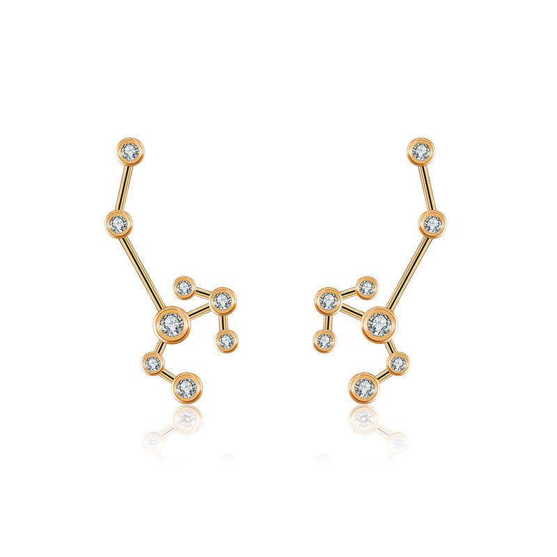 Sagittarius Zodiac Constellation Earring 18k Gold & Diamond - Genevieve Collection