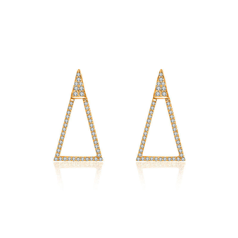 18k Gold Hollow Isosceles Triangle Diamond Earring - Genevieve Collection