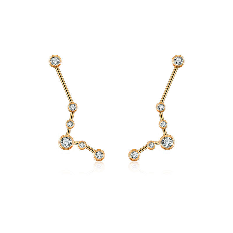 Pisces Zodiac Constellation Earring 18k Gold & Diamond - Genevieve Collection