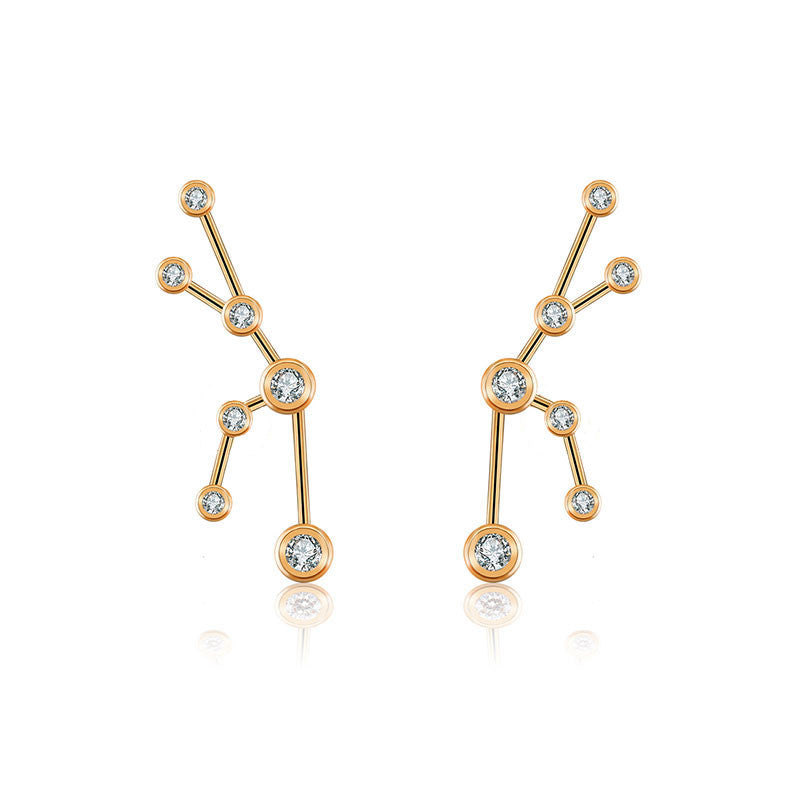 Taurus Zodiac Constellation Earring 18k Gold & Diamond - Genevieve Collection