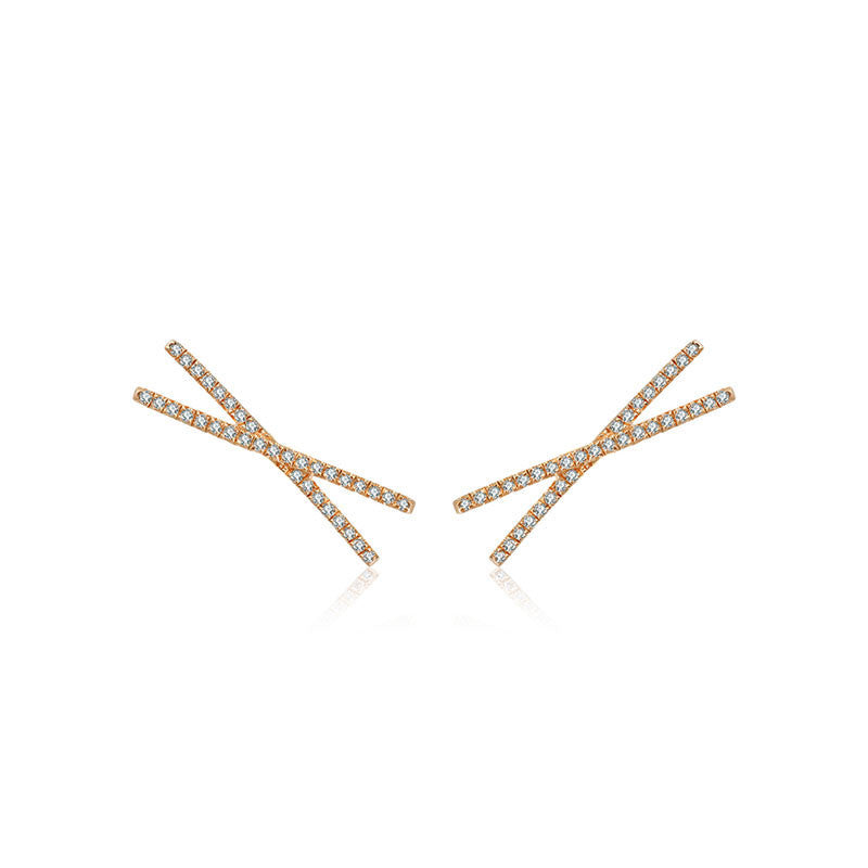 18k Gold Cross Diamond Earring - Genevieve Collection