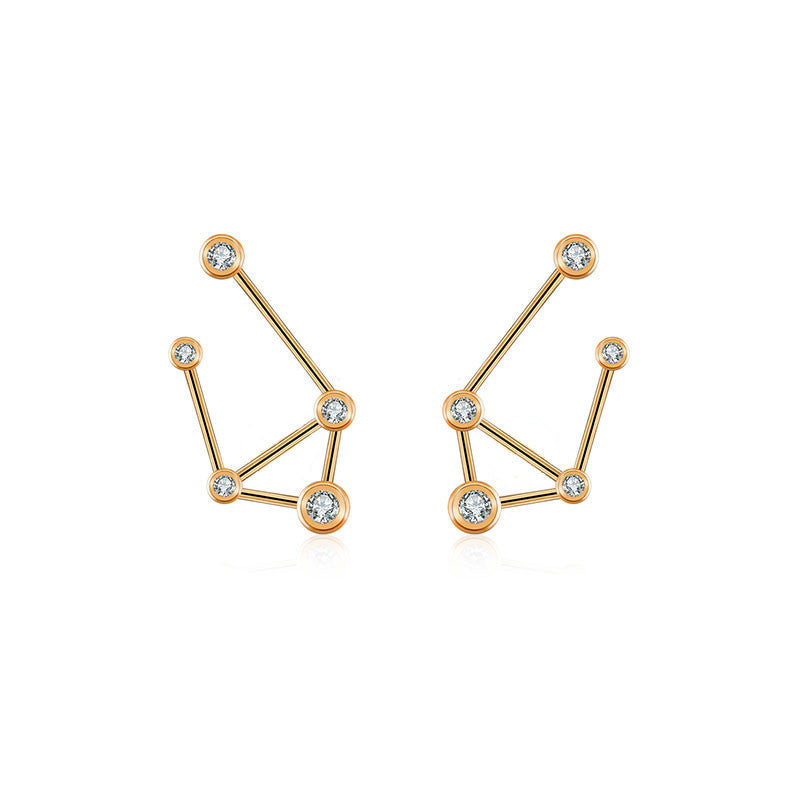 Libra Zodiac Constellation Earring 18k Gold & Diamond - Genevieve Collection