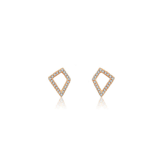 18k Gold Hollow Geometry Diamond Earring - Genevieve Collection