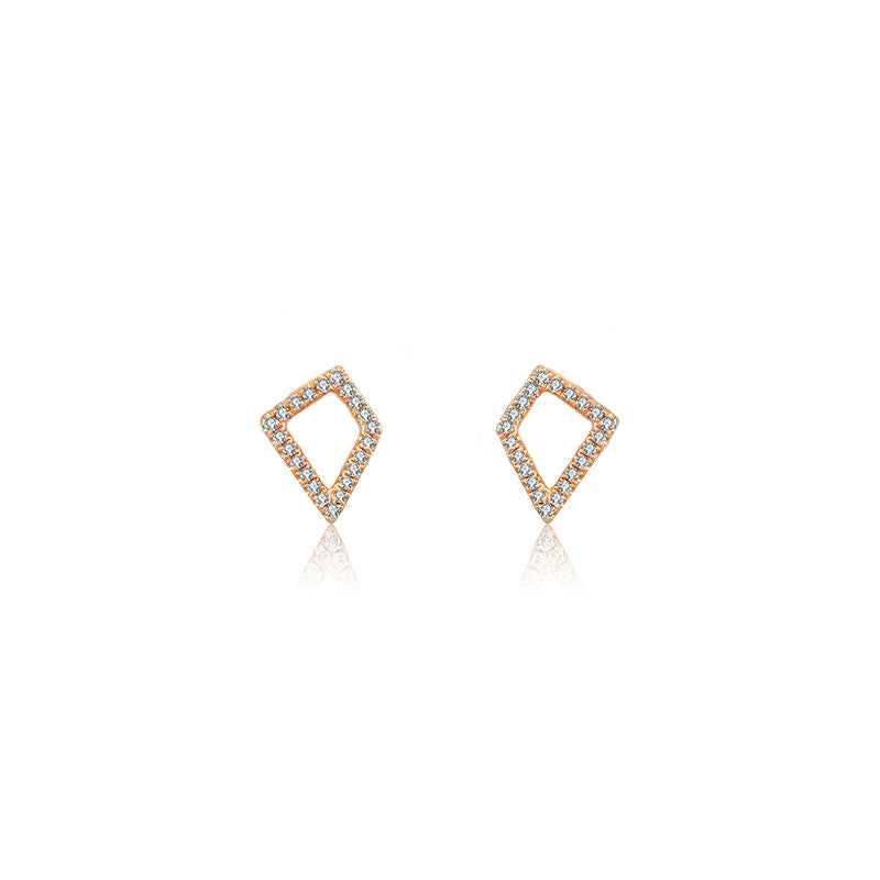 18k Gold Hollow Geometry Diamond Earring - Genevieve Collection