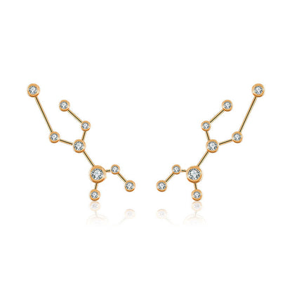 Virgo Zodiac Constellation Earring 18k Gold & Diamond - Genevieve Collection