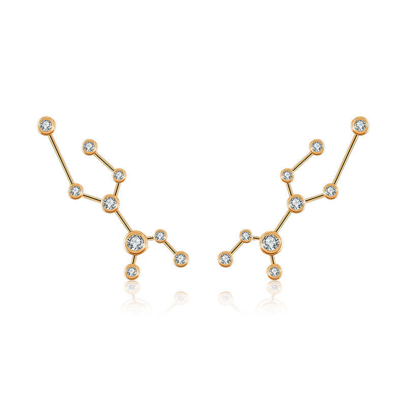 Virgo Zodiac Constellation Earring 18k Gold & Diamond - Genevieve Collection