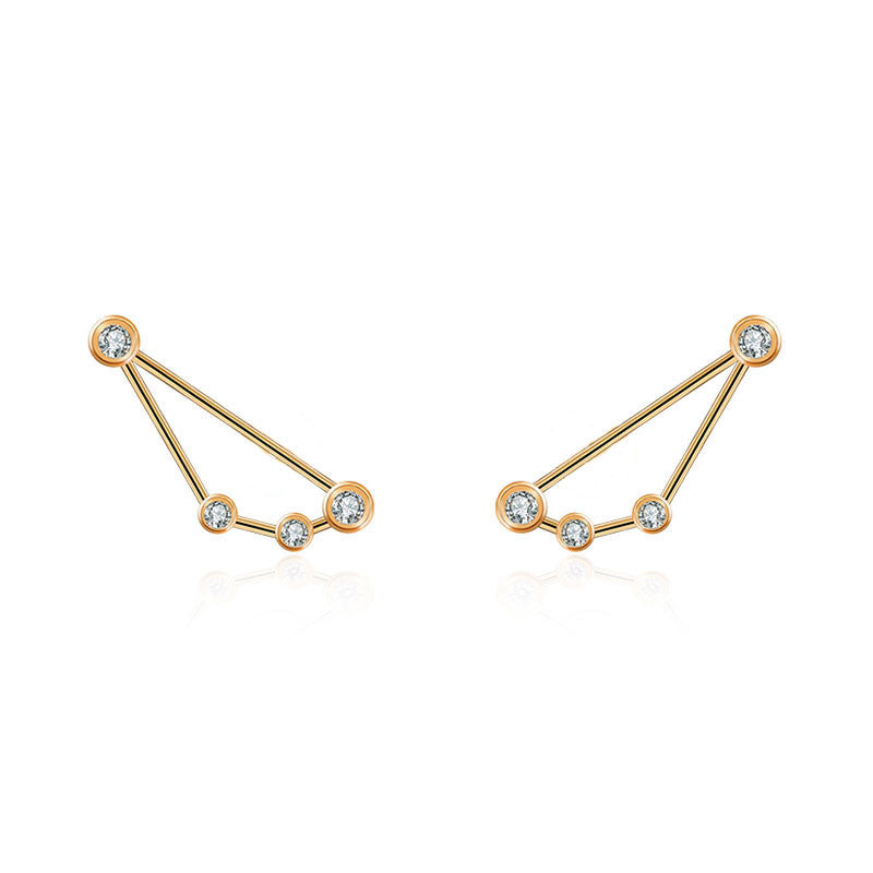 Capricorn Zodiac Constellation Earring 18k Gold & Diamond - Genevieve Collection