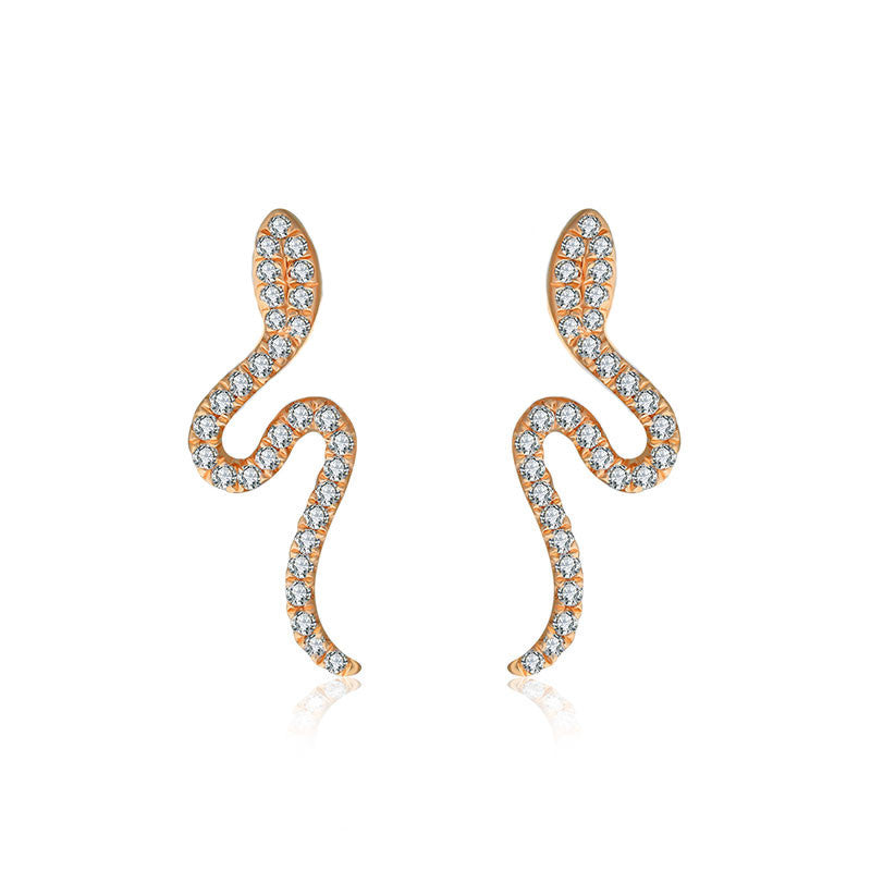 18k Gold Snake Shape Diamond Earring - Genevieve Collection