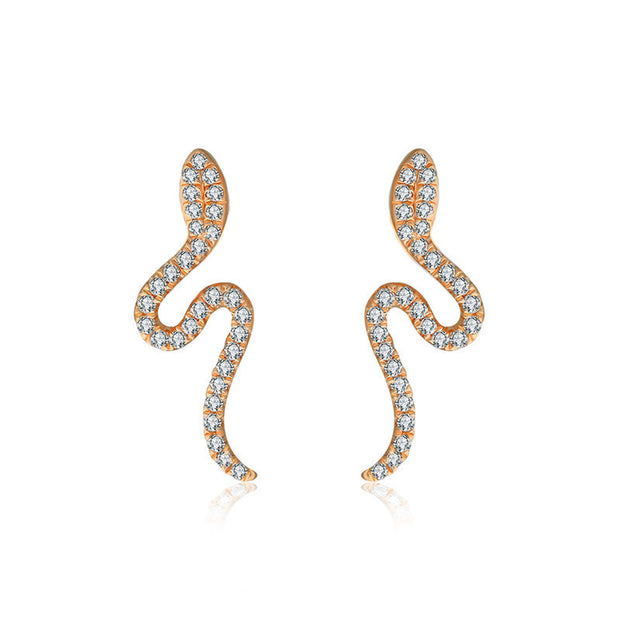 18k Gold Snake Shape Diamond Earring - Genevieve Collection