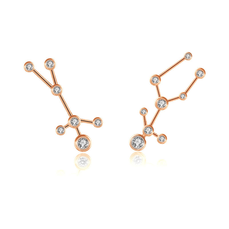 Gemini Zodiac Constellation Earring 18k Gold & Diamond - Genevieve Collection