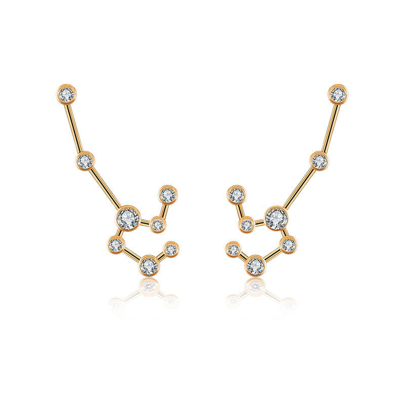 Leo Zodiac Constellation Earring 18k Gold & Diamond - Genevieve Collection