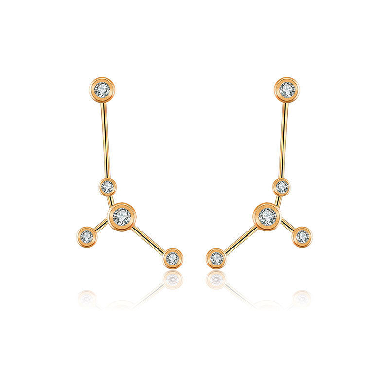 Cancer Zodiac Constellation Earring 18k Gold & Diamond - Genevieve Collection