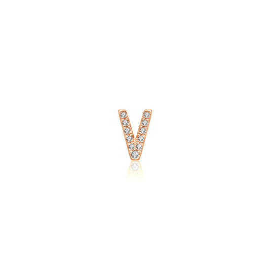 18k Gold Initial Letter "V" Diamond Pendant - Genevieve Collection