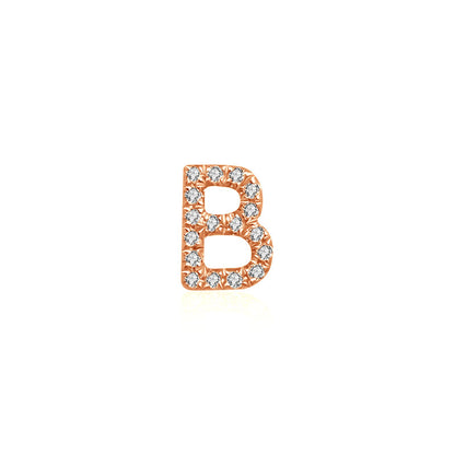 18k Gold Initial Letter "B" Diamond Pandent + Necklace - Genevieve Collection