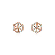 18k Gold Geometric Cube Diamond Earring - Genevieve Collection