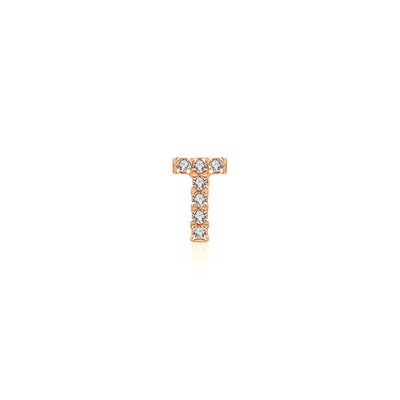 18k Gold Initial Letter "T" Diamond Pendant - Genevieve Collection