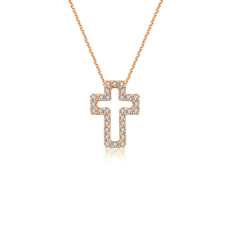 18k Gold 2 ways Cross Diamond Necklace - Genevieve Collection