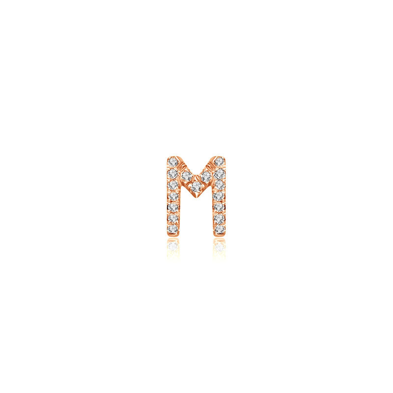 18k Gold Initial Letter "M" Diamond Pendant - Genevieve Collection