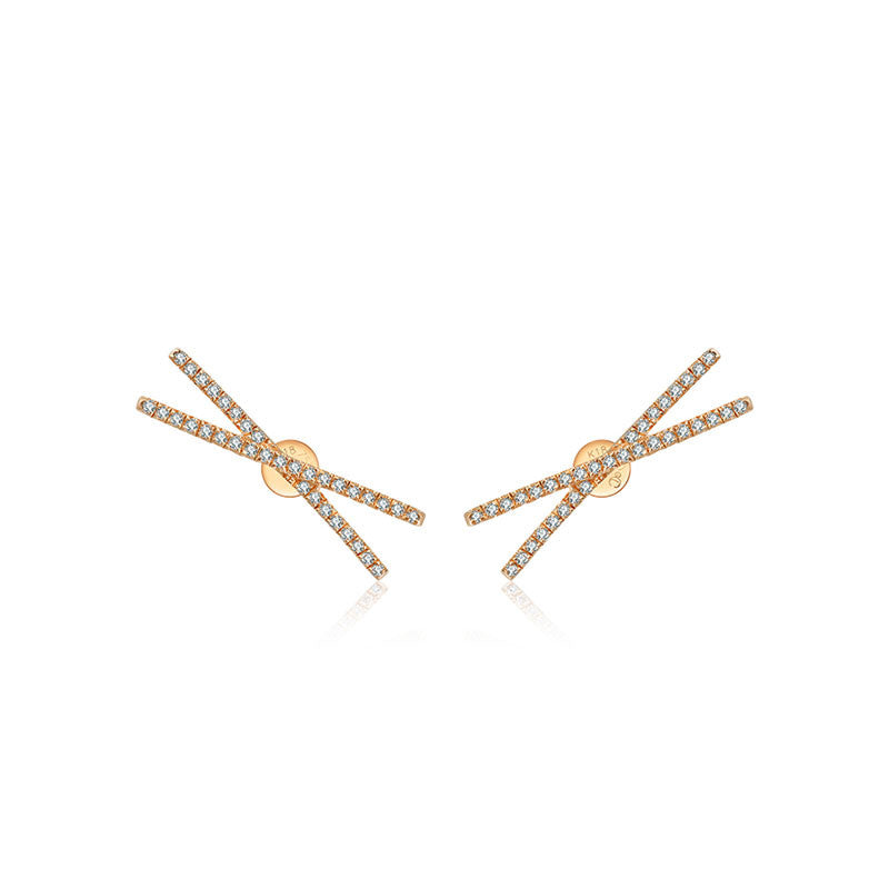 18k Gold Cross Diamond Earring - Genevieve Collection