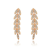 18k  Gold Diamond Greek Leaf Upward Earring - Genevieve Collection