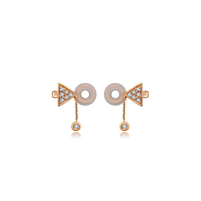 18k Gold Triangle Dangling Diamond Ear Cuff - Genevieve Collection