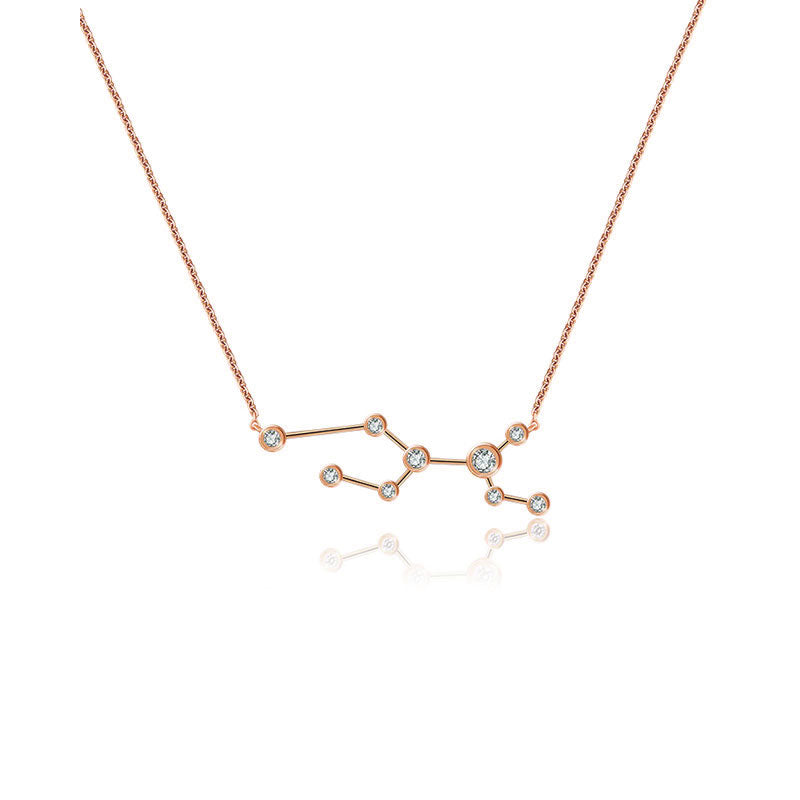 Virgo Zodiac Constellation Necklace 18k Gold & Diamond - Genevieve Collection