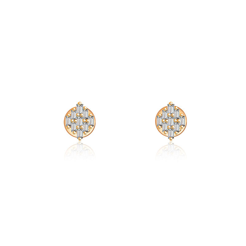 18k Gold Rectangle Diamond Stud Earring - Genevieve Collection