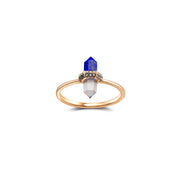 18k Gold Lapis And Quartz Diamond Ring - Genevieve Collection
