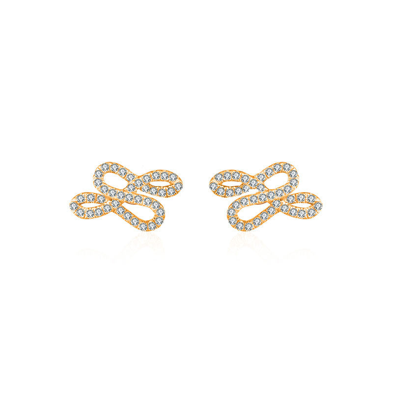 18k Gold Quadruple Curves Diamond Earring - Genevieve Collection