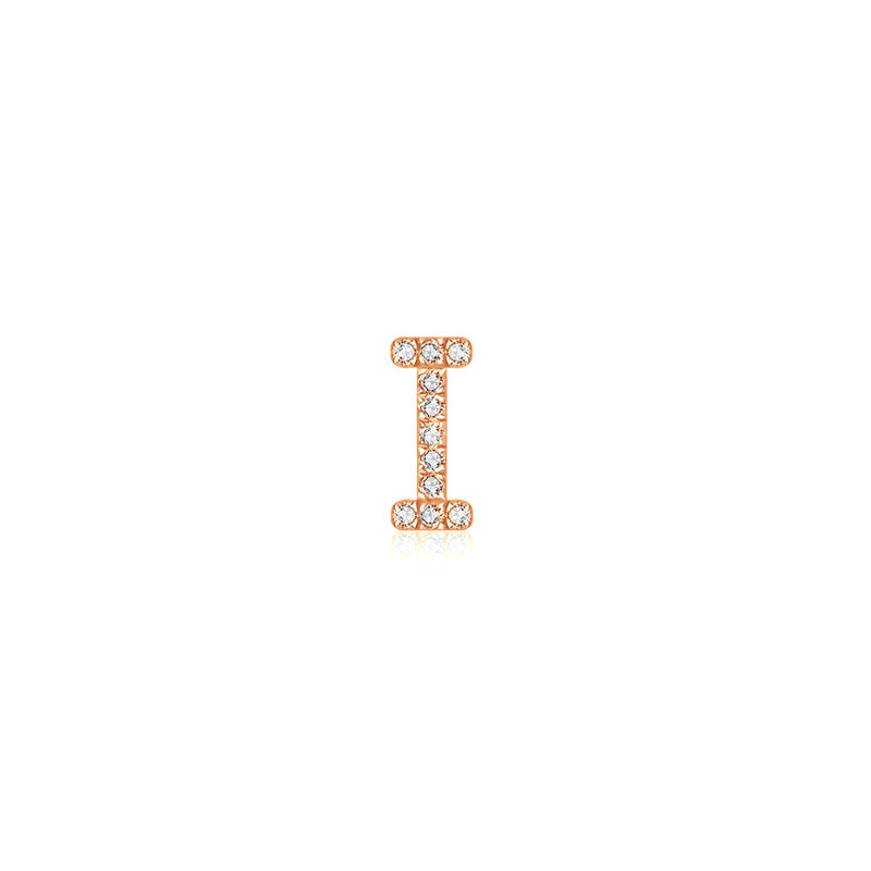 18k Gold Initial Letter "I" Diamond Pandent + Necklace - Genevieve Collection