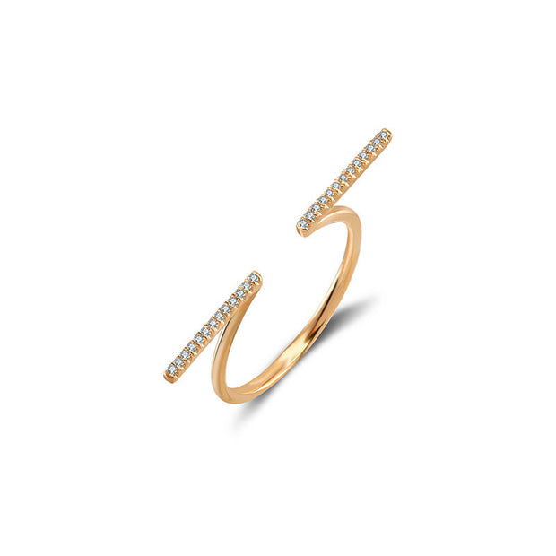 18k Gold Line Diamond Open Ring - Genevieve Collection