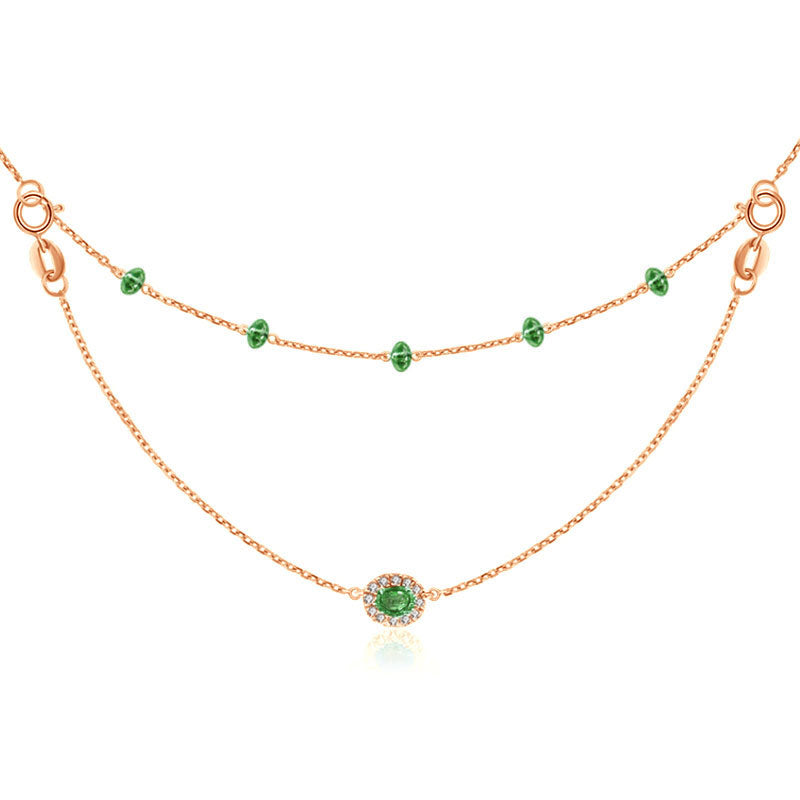 18k Gold 2 Ways By The Yard Emerald Bead Necklace - Genevieve Collection