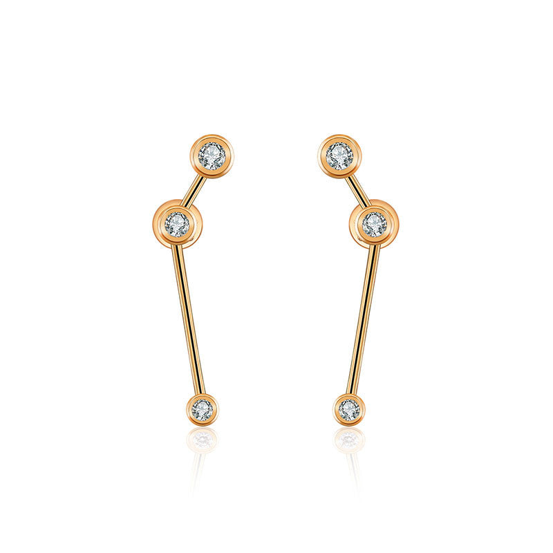 Aries Zodiac Constellation Earring 18k Gold & Diamond - Genevieve Collection