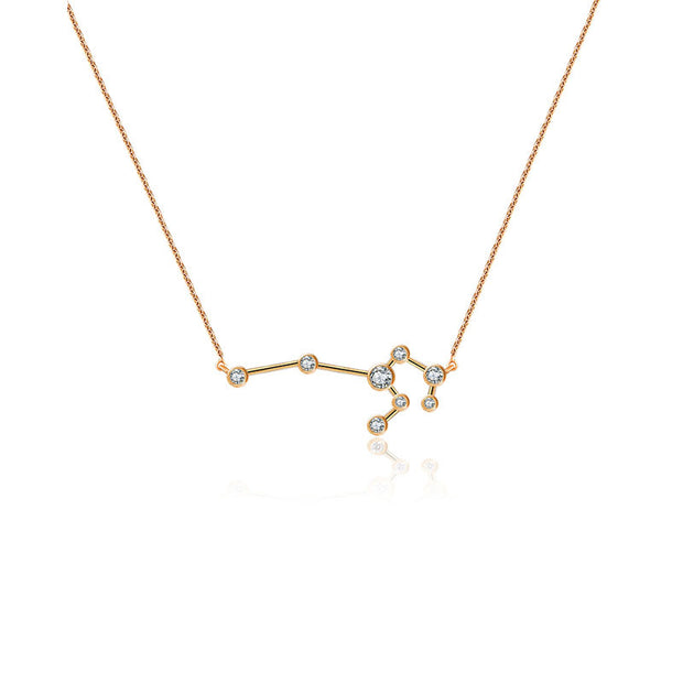 Leo Zodiac Constellation Necklace 18k Gold & Diamond - Genevieve Collection