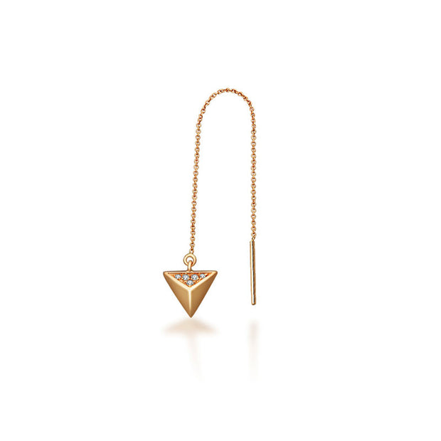 18k Gold Triangle Shape Chain Diamond Earring - Genevieve Collection