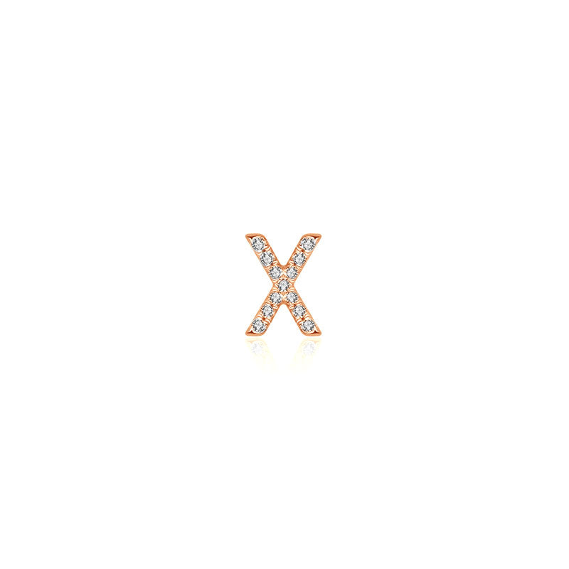 18k Gold Initial Letter "X" Diamond Pandent + Necklace - Genevieve Collection