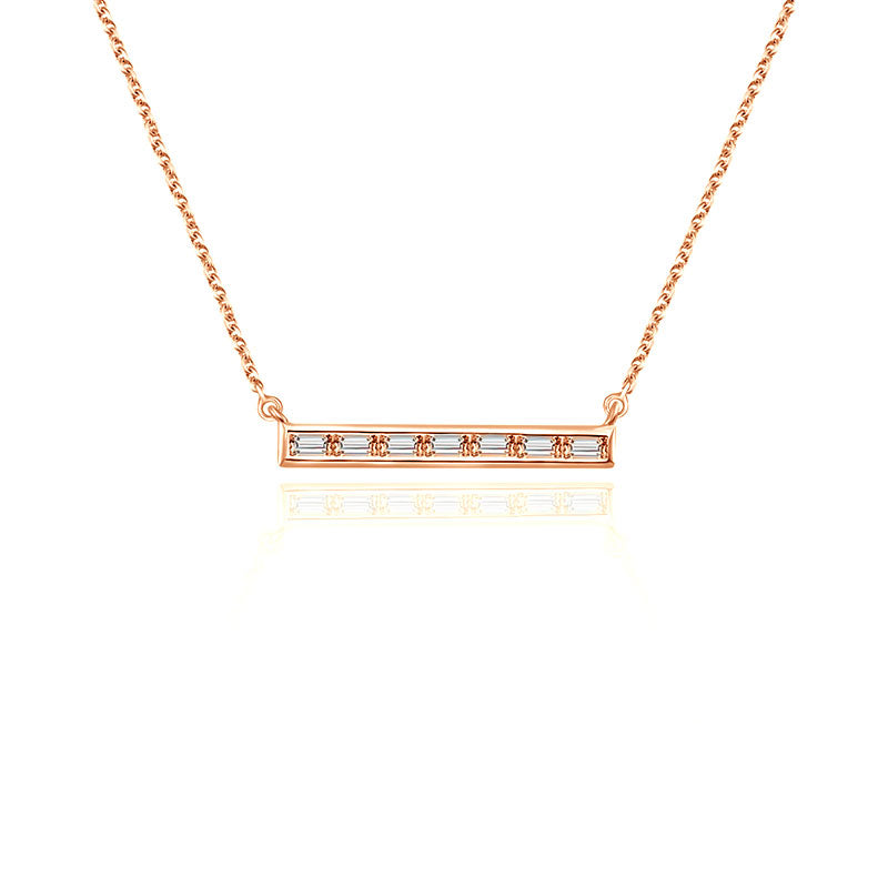 18k Gold Line Shape with Rectangle Diamond Necklace - Genevieve Collection