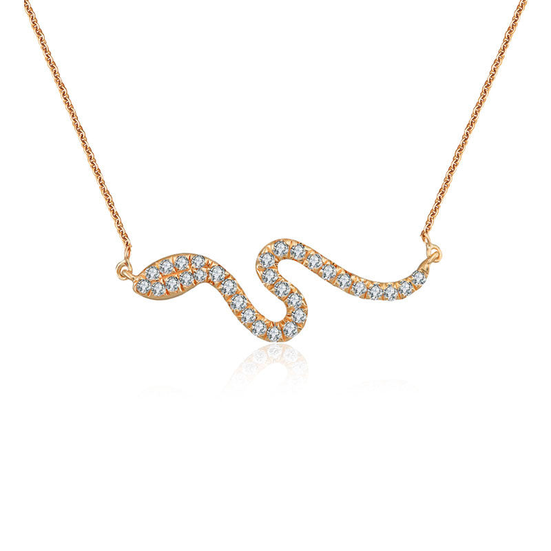 18k Gold Snake Shape Diamond Necklace - Genevieve Collection