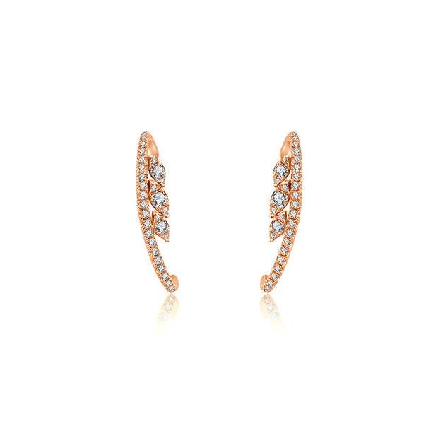 18k Gold Marquise Pattern Half Hoop Diamond Earring - Genevieve Collection