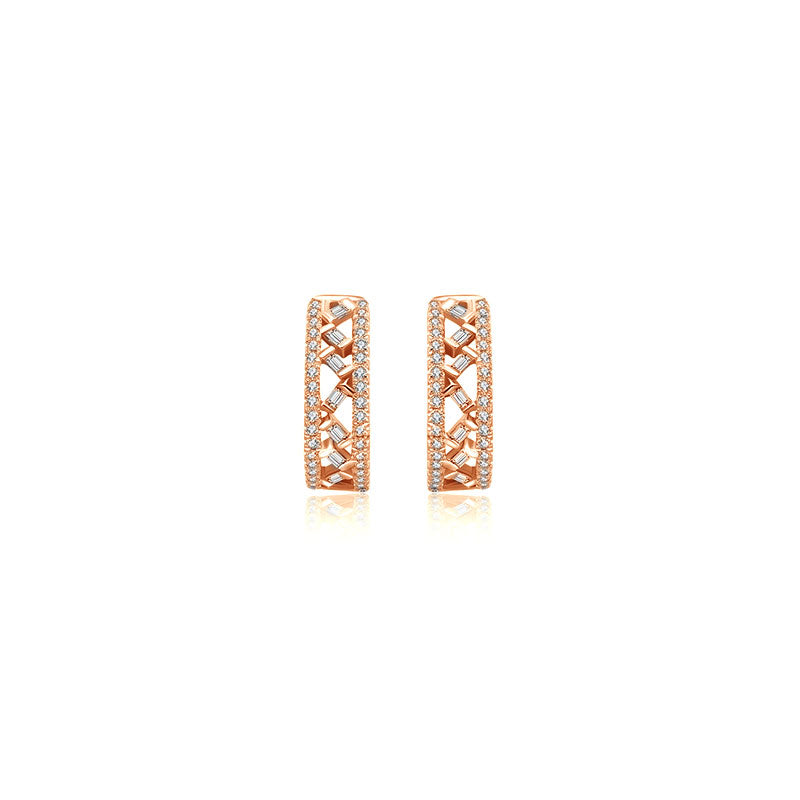 18k Gold Hoop Diamond Earring with Irregular Pattern - Genevieve Collection