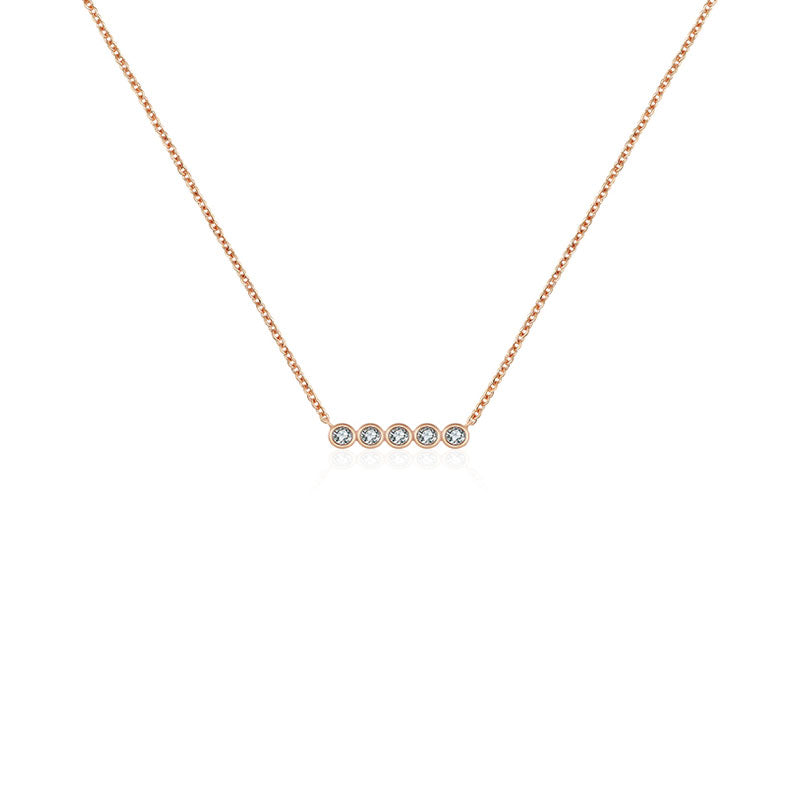 18k Gold Horizontal Dot Diamond Necklace - Genevieve Collection