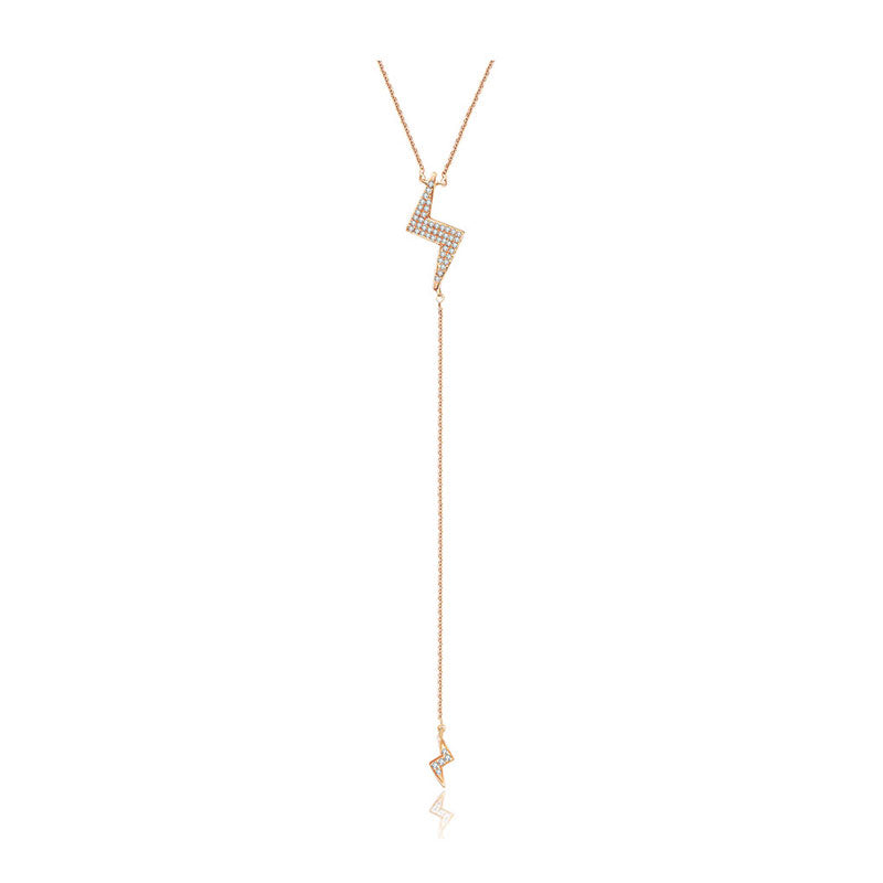 18k Gold Lightning Bolt Dangling Diamond Necklace - Genevieve Collection