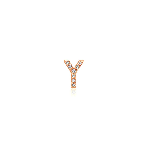 18k Gold Initial Letter "Y" Diamond Pendant - Genevieve Collection