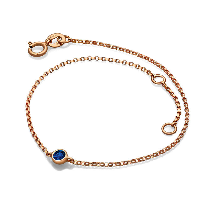 18k Gold September Birthstone Sapphire Bracelet - Genevieve Collection