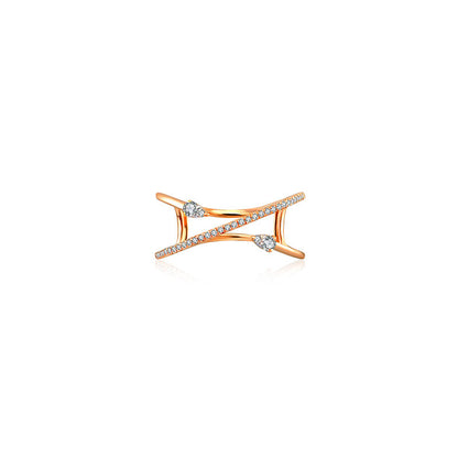 18k Gold Double Arrow Spiral Diamond Ring - Genevieve Collection