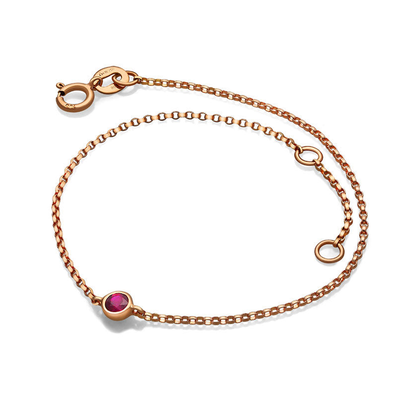 18k Gold July Birthstone Ruby Bracelet - Genevieve Collection